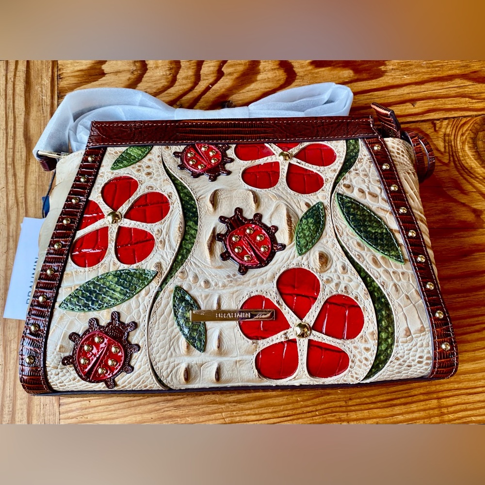 🐞🍃ADORABLE SANDSTONE LADYBIRD HILLARY Brahmin CROSSBODY🐞🍃NWT - Picture 8 of 13